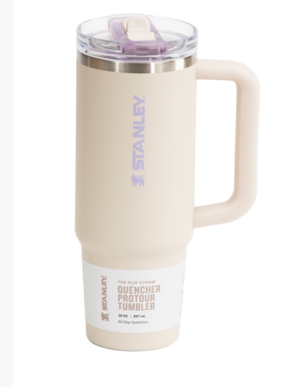 Stanley 30 oz Quencher Tumbler in Sahara with Purple Logo
